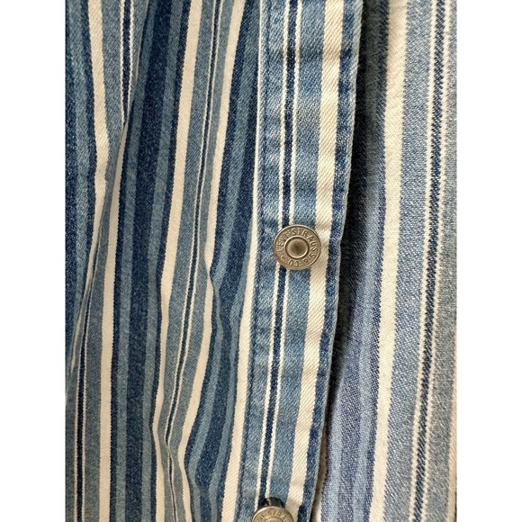 Levi's Striped Boys XL 20 Blue Denim Western Button Up Long Sleeve Pockets - Picture 5 of 11